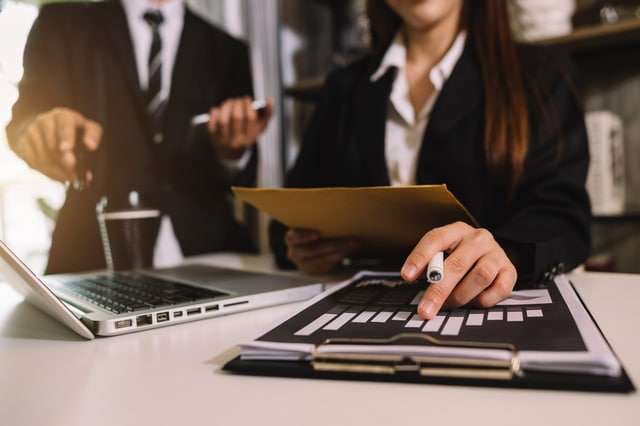 Digital tablet laptop computer Finance managers
